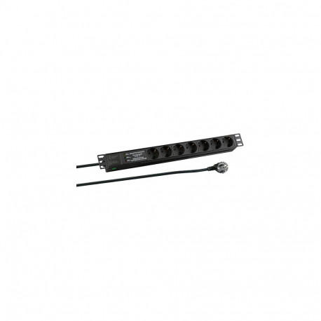 Pistikuriba 19 1HE 7 x CEE 7/3 koos SS alumiiniumprofiilis, must