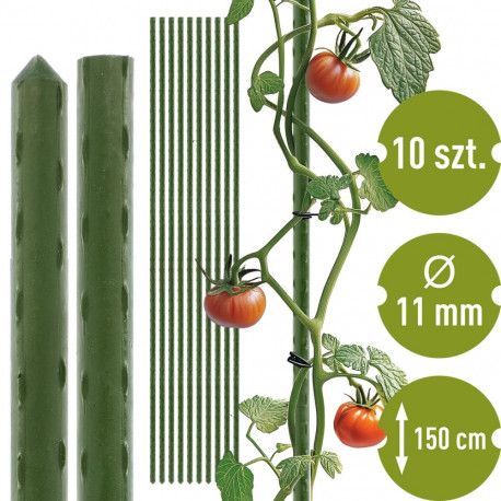 Bioogród Garden Stakes, BIOOGROD, 720443, Coated Steel, 1.5 m, Ø11 mm, 10 pcs