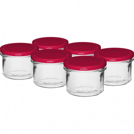235 ml keeratava kaanega purk burgundiapunaste kaantega - 6 tk BROWIN 132234, klaas, Ø82 mm