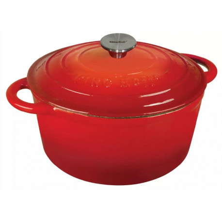 Garnek z pokrywą żeliwo śr.24cm 4l czerwony kinghoff