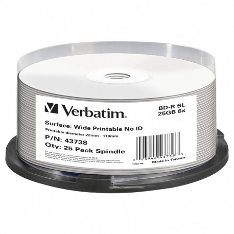 1x25 Verbatim BD-R Blu-Ray 25GB 6x kiirus lai prinditav ilma ID-ta