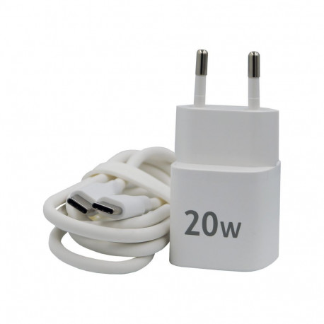 Evelatus FusionChage Wall Charger Bundle 20W Power Adapter - 60W USB-C to USB-C Silicone Cable White
