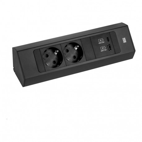 BACHMANN pikendusjuhe CASIA 2 2xCEE7/3 1xUSB A/C 22W 2,0m AEH, must