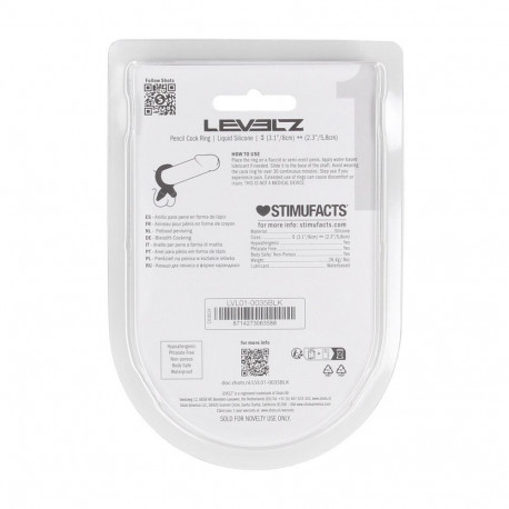 Pencil Liquid Silicone Cockring - Black