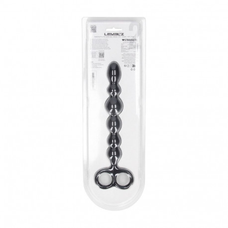 Beaded Silicone Anal Probe with Double Loop - Black
