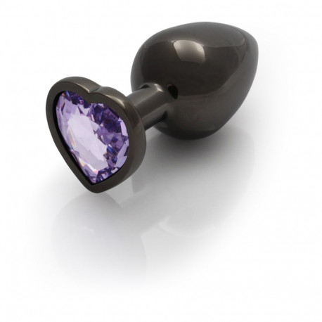 Heart Gem anaalplug keskmine, tume metallihall/ametüstlilla