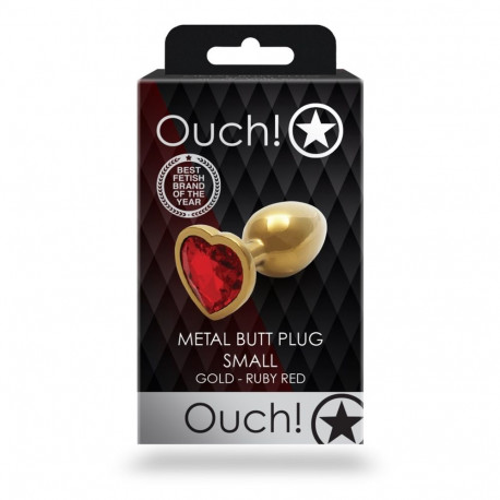 anaalplug Heart Gem väike, kuldne/rubiinpunane