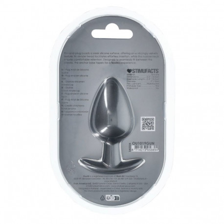 Smooth Silicone Anal Plug - Large - 3.5 / 8,9 cm - Gunmetal