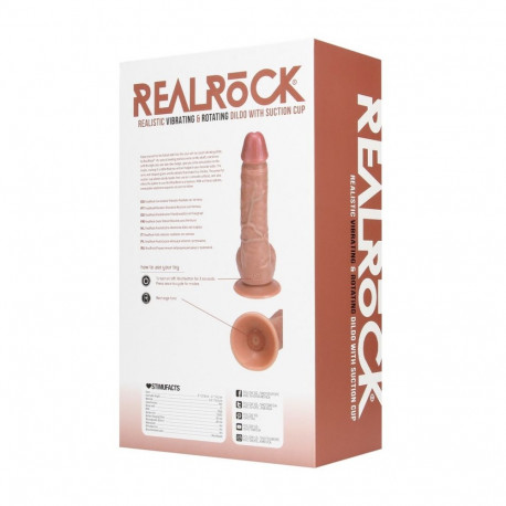 dildo sirge vibreeriv ja pöörlev munanditega 8/20,5cm, beež