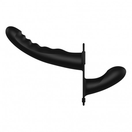 Rihmaga dildo laetav vibreeriv 10-kiiruseline silikoonist ribitud reguleeritav, must