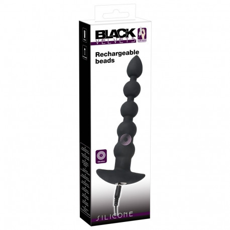 Koraliki analne silikonowe z wibracjami 21 cm Black Velvets