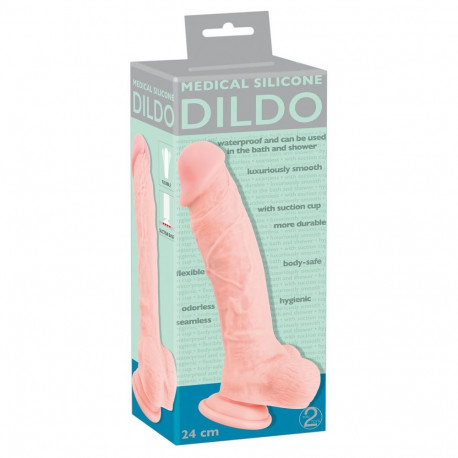 Dildo meditsiinilisest silikoonist iminapaga 24cm