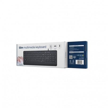 Keyboard - Gembird KB-MCH-05-CYRL Slim Wired Multimedia Keyboard, 104 Keys, Black