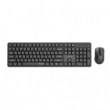Wireless Keyboard and Mouse Set - Gembird KBS-WMS-01-CYRL Full-Size Keyboard, 5000 DPI Mouse, Black