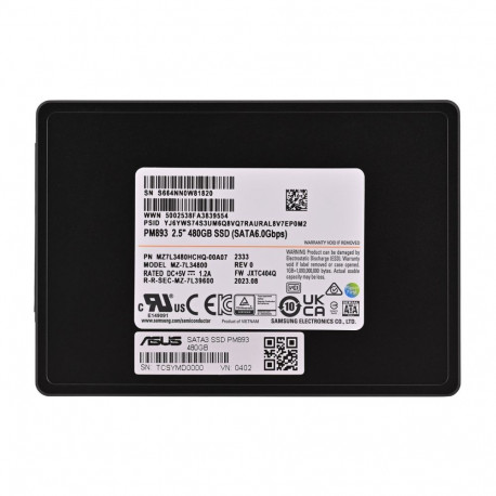 SSD - Samsung PM893 480GB SATA 2.5" 550 MB/s Read 520 MB/s Write Black