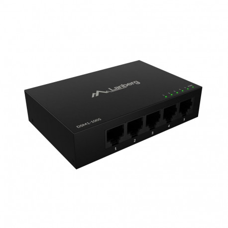 Lanberg võrgulüliti DSM1-1005 5x1GB/s Gigabit Ethernet halduseta laual seisev 12V metallkorpusega