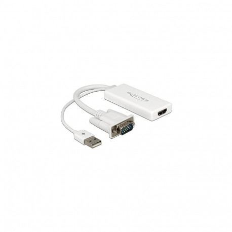 USB 2.0 adapter USB-A + VGA pistik > HDMI pesa 25cm, valge
