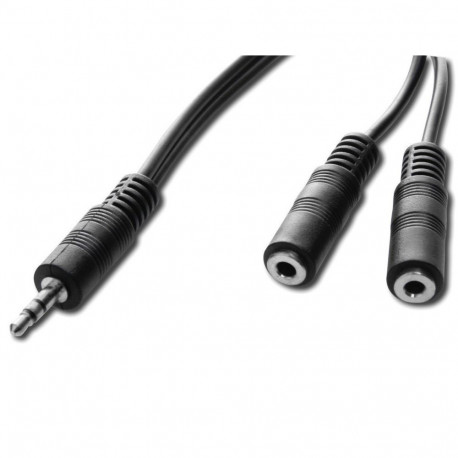 kaabel 3,5mm-pistik > 2x 3,5mm-pesa 20cm stereo, must