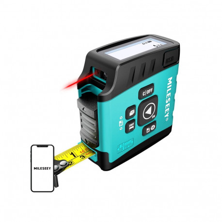 Mileseey DT20 Laser Distance Measurer with a 40-meter measuring tape