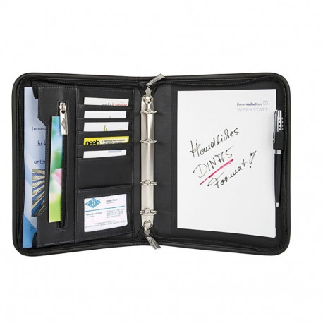 Mapp A5 Wedo Confrence Elegance 17,5x1,5x26cm, kunstnahast, tõmblukuga, 4-rõngaga, must