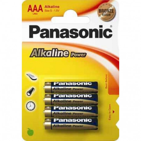 Patareid Panasonic Alkaline Power AAA LR03APB/4B 4patareid, madala voolutarbega seadmetele, keskmise