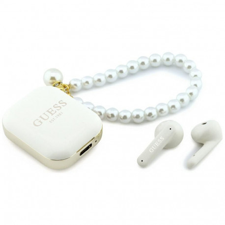 Wireless earphone GUESS TWS Pearl Strap GUE005327 white