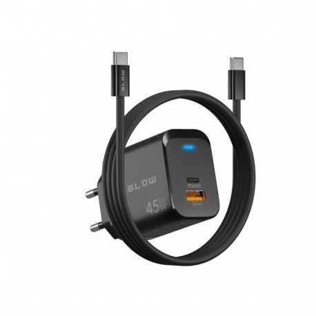 Wall charger USB-A USB-C PD 45W + cable