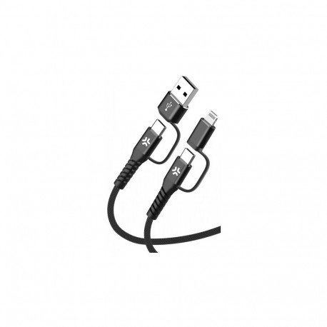 CELLY 4-IN-1 CABLE A+C TO C+LIGHT 2M BK