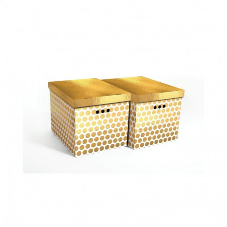 kokkupandav kast BOX2 44x35x32cm kuldsete täppidega
