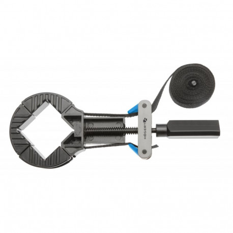 Hogert HT3B963 belt clamp, 4m, nylon tape, winding mechanism, trapezoidal thread, 4 corner overlays,