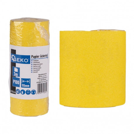 Geko Sandpaper - roll, G78444, 115mm x 3m, P100, 1 piece