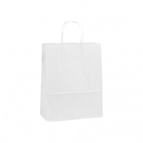 Paper bag with paper ribbon handle 400x160x450 mm, 100 gsm, white kraft paper
