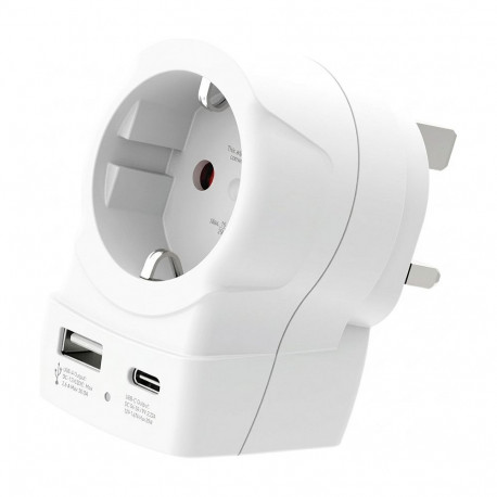 "SKROSS Länderstecker Europe to UK USB AC20PD wei"