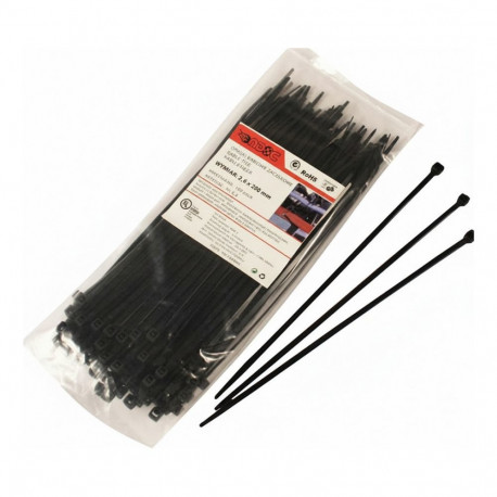 WKK kaablisidemed plastikust UV-kindlad 300x3,6mm 100tk, must