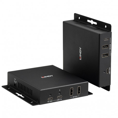 AV Extender - Lindy 100m Cat.6A Type C 4K60 Video Data HDBaseT 3.0 Extender 100W Black