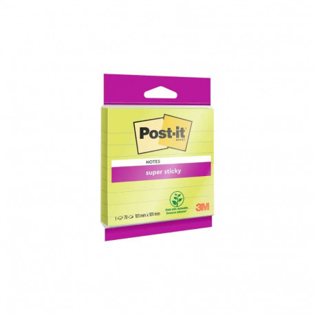 Märkmepaber iseliimuv POST-IT SuperSticky, 101x101mm, 70L., jooneline, kollane