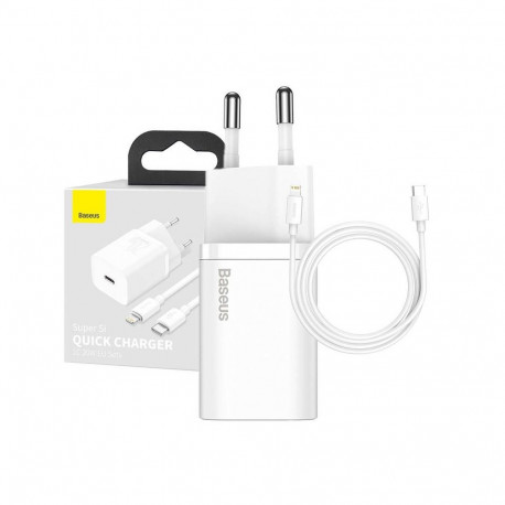 Baseus Baseus Super Si Quick Charger 1C 20W with USB-C cable for Lightning 1m (white)