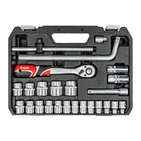 Yato YT-38741 Tööriistakomplekt 1/2", 25 tk, 72 hammast, CRV 50BV30, AS-Drive, GRF