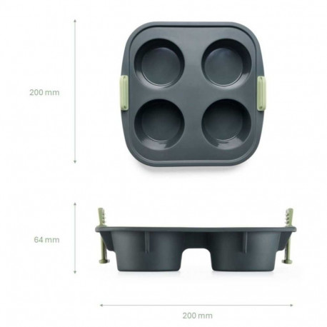Lékué Air fryer Muffins Mould, 4 hole - Grey