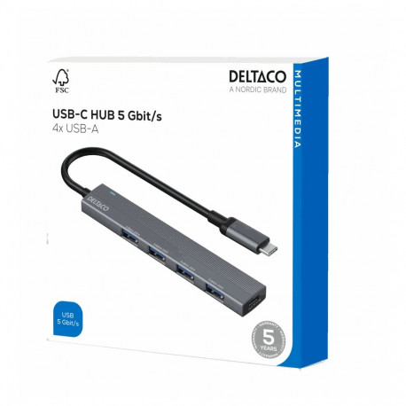 Deltaco HUB206 USB-C Grey