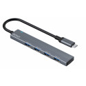 Deltaco HUB206 USB-C Grey
