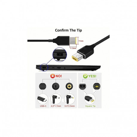 Fusion Accessories USB-C -u003e Lenovo SquarePin | 18.5V-20V | 100W | 1.8m