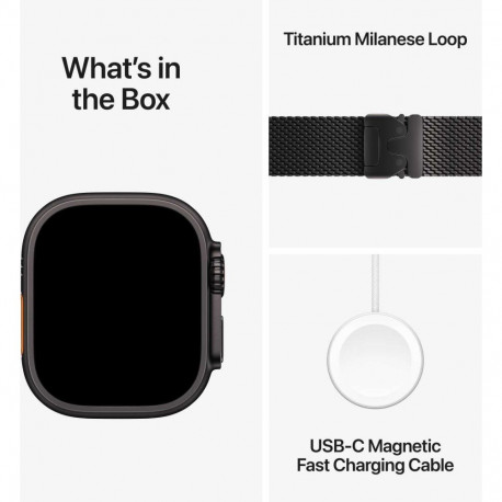 Apple Watch Ultra 3 49mm Black Titanium/Black Titanium Milanese Loop - Large