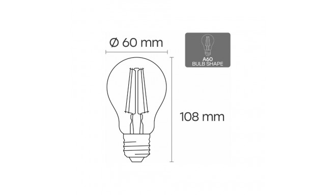 Visional LED Filament bulb E27, A60, 10W, 1300lm, 3000K, 360°