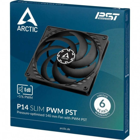 Arctic P14 Slim PWM PST 140mm Case Fan Black