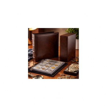 Coin Album - Gedeon CA21 DELUX-1 2320.5 Capacity 17x21 cm With Box, Brown