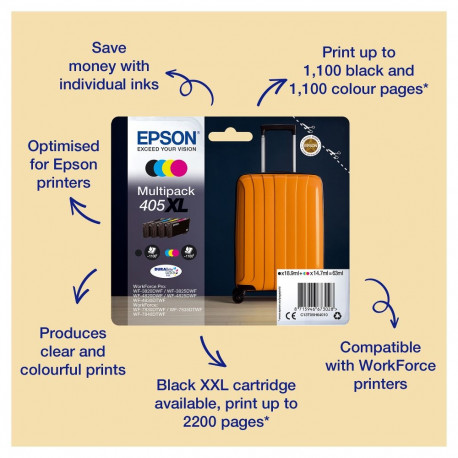 "Epson Tinte 405 C13T05G14010 Schwarz bis zu 350 Seiten"