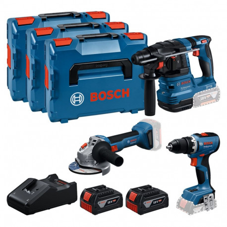 18V professionaalne komplekt GBH 18V-22 + GSR 18V-65 + GWS 18V-8 2x Li-Ion aku 5,0Ah 3 L-BOXXis, sin