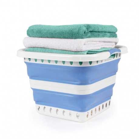 Beldray LA00000152EU7  40L Collapsible Laundry Basket, White/Blue