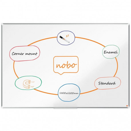 Valgetahvel NOBO Premium Plus Enamel 1800x1200mm, Magnetic, nurkadest kinnitatav/ al.raam